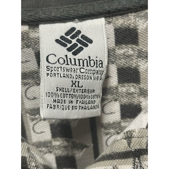 Columbia Men Polo Shirt XL Fishing Tackle Bait Allover Print Collar Grey White - Picture 3 of 11